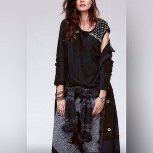 Free People Heather Gray Metallic Knit Jogger Pants Ruched Ankle